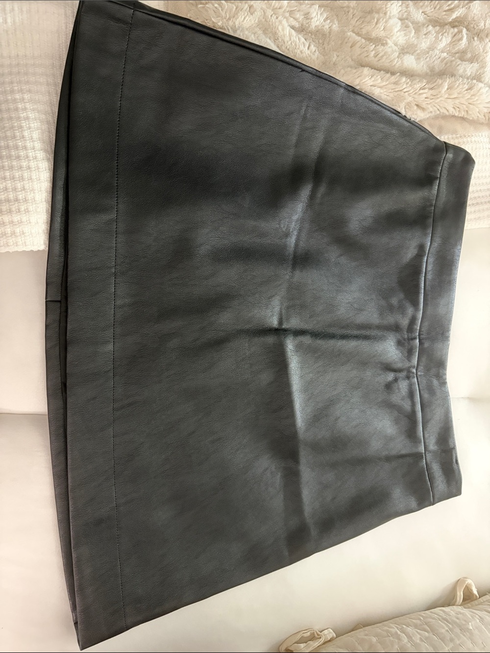 Black Faux Leather A-Line Mini Skirt